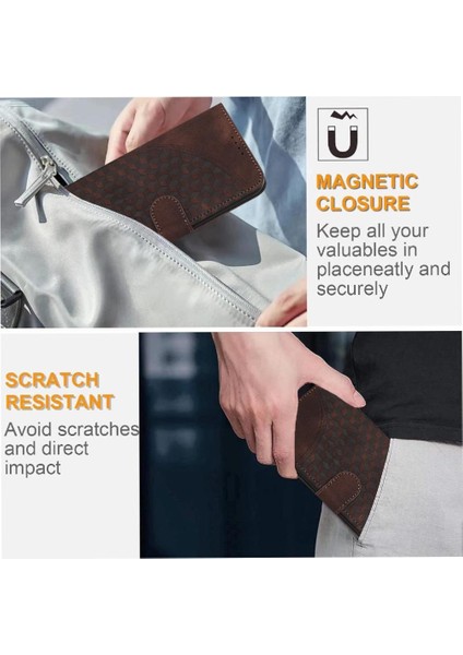 Xiaomi Poco F6 Için Flip Case Pu Deri Kapak Çevirin Geometrik Desen Kartı (Yurt Dışından)