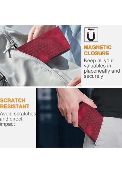 IPhone 16 Için Flip Case Artı Pu Deri Kapak Çevirin Geometrik Desen Kartı (Yurt Dışından)