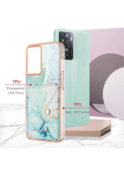 YH Mall Oppo A57 4g/5g Için Kılıf 2022 Yumuşak Tpu Tampon Ince Cüzdan Mermer Kart Yuvaları (Yurt Dışından)