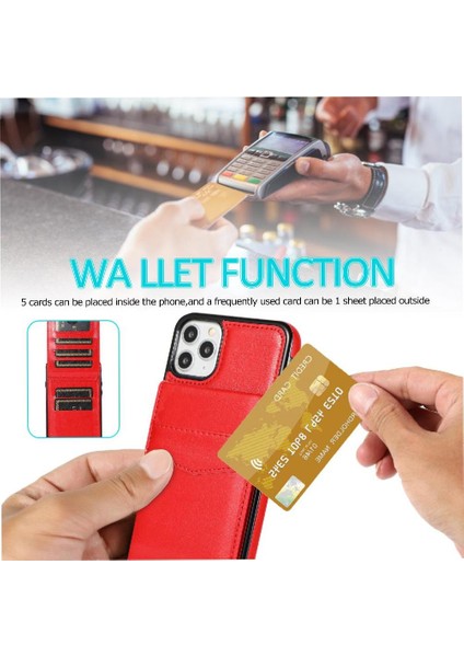 IPhone 11 Pro Max Kart Tutucu Kılıf Cüzdan Manyetik Toka ile Uyumlu (Yurt Dışından)