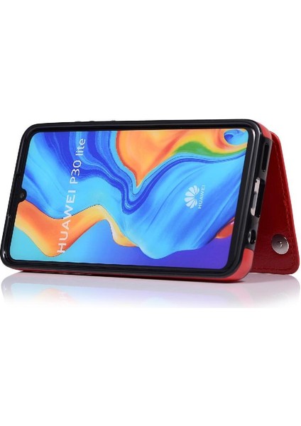 Kart Tutucu Çift Toka ile Huawei P30 Lite Pu Deri Için Cüzdan Kılıf (Yurt Dışından) fiyatları