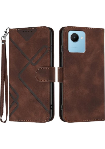 Kart Yuvası Standı ile Realme C30 Için Flip Case Cüzdan Manyetik Kapak Çevirin (Yurt Dışından)