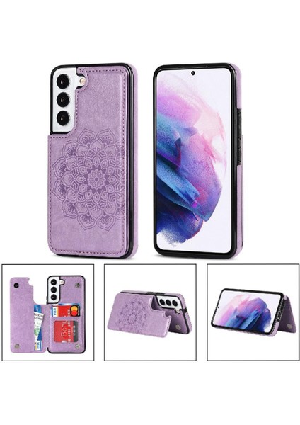 Samsung Galaxy S22 Artı Desen Çiçek Pu Için Kart Tutucu Kılıf ile Cüzdan (Yurt Dışından)
