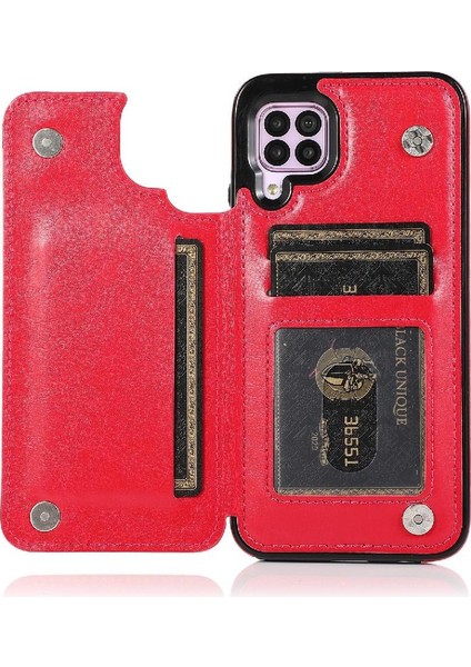 Kart Tutucu Kart Yuvaları Kickstand Pu ile Huawei P40 Lite Için Cüzdan Kılıf (Yurt Dışından)