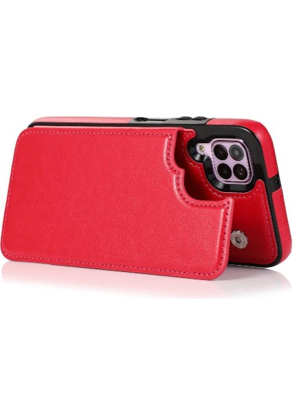 Kart Tutucu Kart Yuvaları Kickstand Pu ile Huawei P40 Lite Için Cüzdan Kılıf (Yurt Dışından)