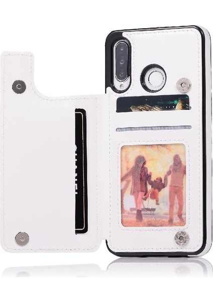 Kart Tutucu Çift Toka ile Huawei P30 Lite Pu Deri Için Cüzdan Kılıf (Yurt Dışından)