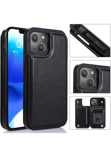 Kart Tutucu Kickstand Kart Yuvaları ile IPhone 14 Artı Cüzdan Durumda Pu (Yurt Dışından)