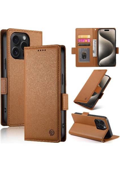 IPhone 15 Için Flip Case Pro Kart Yuvaları Iş Günlük Kullanım Cüzdan Flip (Yurt Dışından)