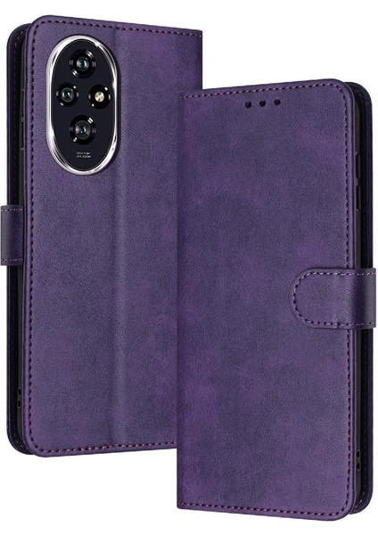 Kart Yuvası ile Onur 200 Pro Saf Renk Için Flip Case Pu Deri ile (Yurt Dışından)