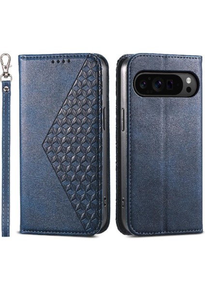 Google Piksel 9 Pro Günlük Kullanım Için Flip Case Standı Cüzdan El Kayışı Eşkenar Dörtgen (Yurt Dışından)