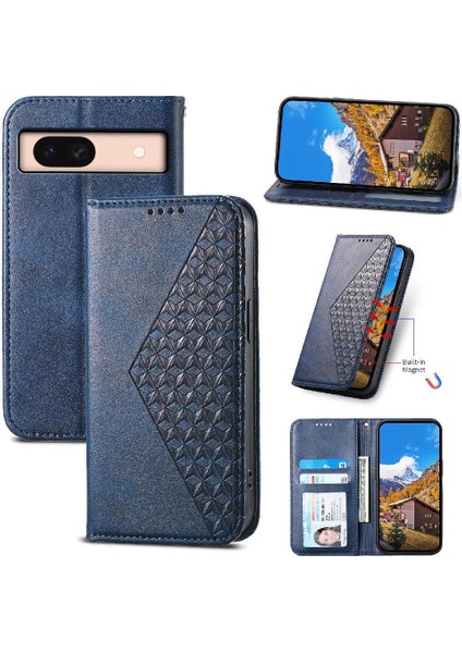 Google Piksel 8A Için Flip Case Standı El Kayışı Günlük Kullanım Eşkenar Dörtgen Şekli (Yurt Dışından)