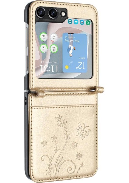 Samsung Galaxy Z Flip6 Manyetik Kapatma Bilek Kayışı Pu Kart Için Flip Case (Yurt Dışından)