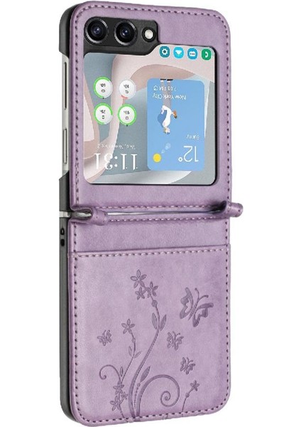 Samsung Galaxy Z Flip6 Manyetik Kapatma Bilek Kayışı Pu Kart Için Flip Case (Yurt Dışından)