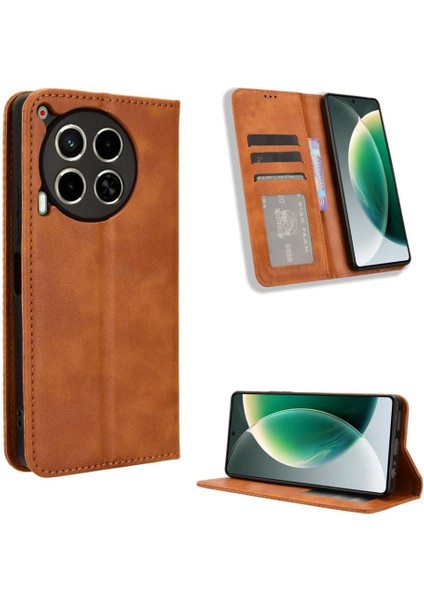 Tecno Camon 30 5g Cüzdan Manyetik Kapatma Pu Deri Için Kılıf (Yurt Dışından)