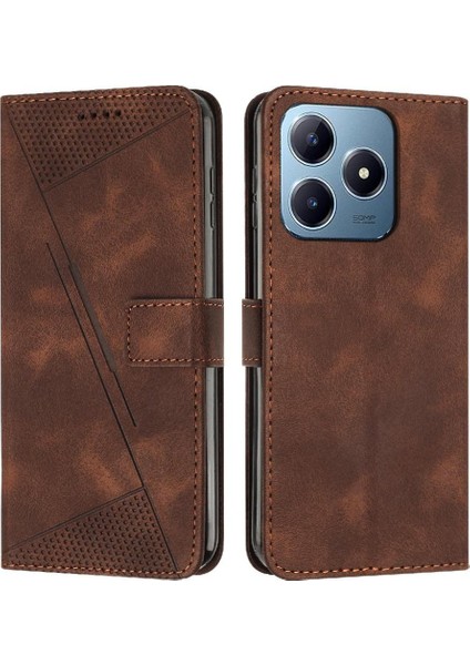 Realme C61 Kickstand Kart Ekleme Pu Deri Cüzdan Için Flip Case (Yurt Dışından)