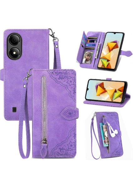 Zte A33S Iş Cüzdan Flip Fermuar Tarzı Çoklu Kart Yuvası Için Flip Case (Yurt Dışından)