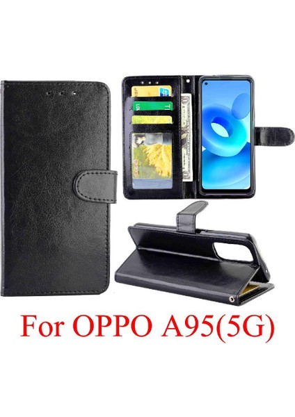 Mays Shop Oppo A95 5g Kart Tutucu Için Flip Case Kickstand Darbeye Manyetik Pu (Yurt Dışından)