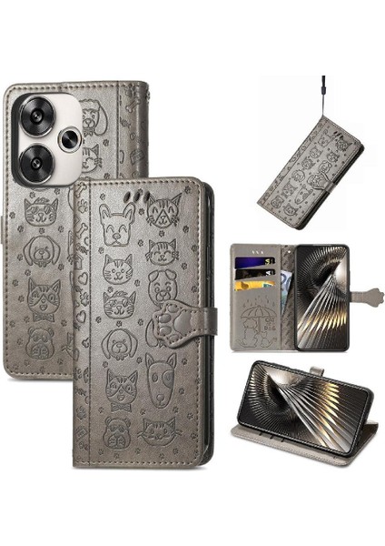 Xiaomi Poco F6 Darbeye Karikatür Hayvanlar Için Flip Case Kapak Kısa (Yurt Dışından)