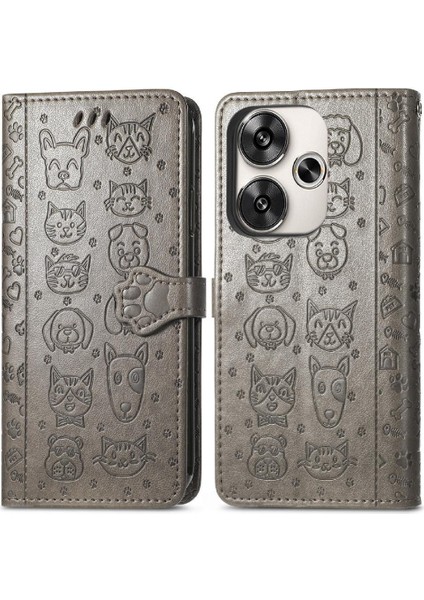 Xiaomi Poco F6 Darbeye Karikatür Hayvanlar Için Flip Case Kapak Kısa (Yurt Dışından)