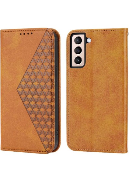 Samsung Galaxy S21 Günlük Kullanım Için Flip Case Cüzdan Standı El Kayışı Eşkenar Dörtgen (Yurt Dışından)