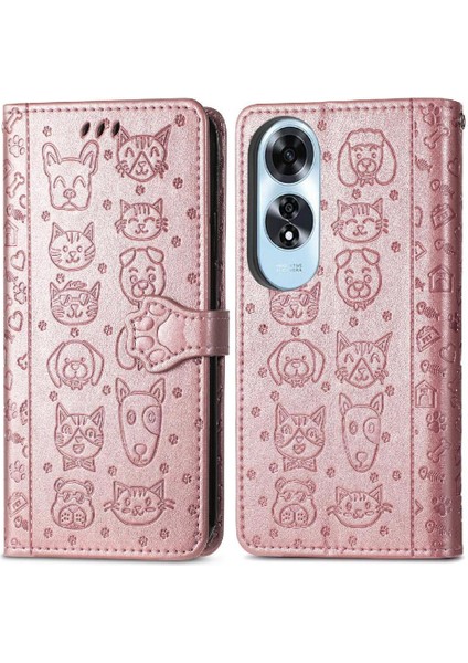 Oppo A60 4g Flip Kapak Için Flip Case Kısa Kayış Deri Kılıf Karikatür (Yurt Dışından)