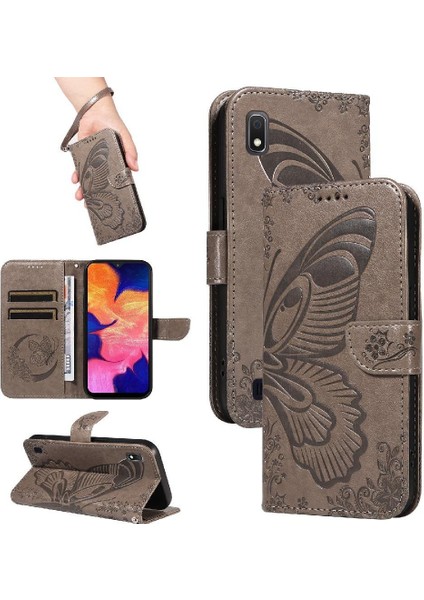 Mays Shop Samsung Galaxy A10/M10 Yüksek Kalite Deri ile Kabartmalı Flip Case (Yurt Dışından)