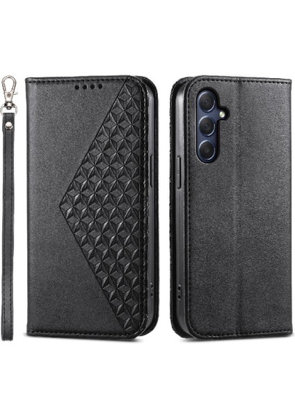 Samsung Galaxy M54 Cüzdan Için Flip Case El Kayışı Standı Günlük Kullanım Eşkenar Dörtgen (Yurt Dışından)