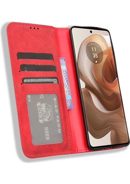 Motorola Moto X50 5g Cüzdan Manyetik Kapatma Pu Deri Kılıf (Yurt Dışından)