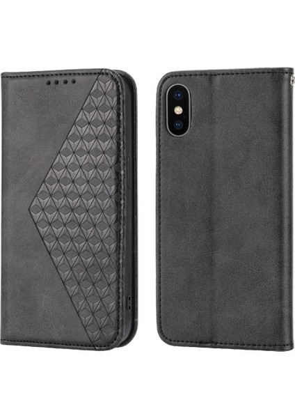 IPhone Xs Max Günlük Kullanım Için Flip Case Standı Eşkenar Dörtgen Şekli Cüzdan El Kayışı (Yurt Dışından)