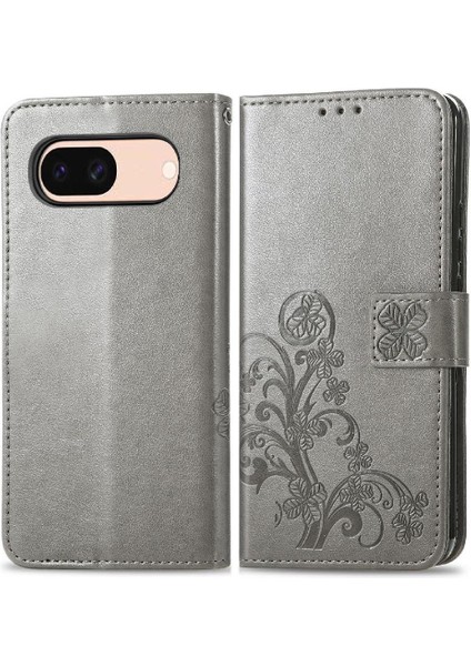Google Piksel 8A Flip Kapak Için Flip Case Dört Yapraklı Yonca Deri Kılıf (Yurt Dışından)