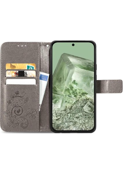 Google Piksel 8A Flip Kapak Için Flip Case Dört Yapraklı Yonca Deri Kılıf (Yurt Dışından) modelleri