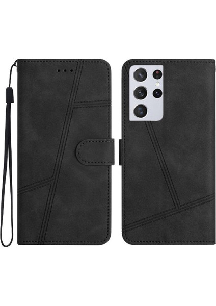 Samsung Galaxy S21 Ultra Cüzdan Pu Deri Kart Yuvaları Tutucu Için Flip Case (Yurt Dışından)