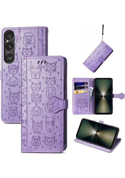 Sony Xperia 1 Vı Karikatür Hayvanlar Için Flip Case Deri Kılıf Kapak Çevirin (Yurt Dışından)