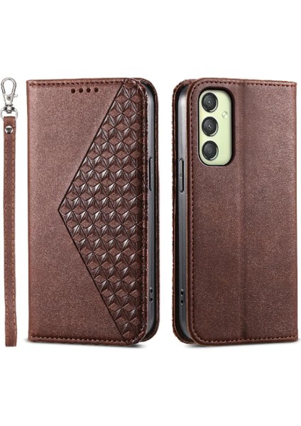 Samsung Galaxy A25 Cüzdan Standı Için Flip Case El Kayışı Eşkenar Dörtgen Şekli Kullanımı (Yurt Dışından)