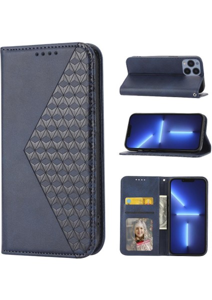 IPhone 12 Cüzdan Günlük Kullanım Için Flip Case El Kayışı Standı Eşkenar Dörtgen Şekli (Yurt Dışından)