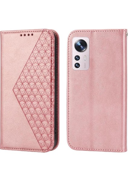 Xiaomi 12 Için Flip Case El Kayışı Günlük Kullanım Eşkenar Dörtgen Şekli Cüzdan Standı (Yurt Dışından)