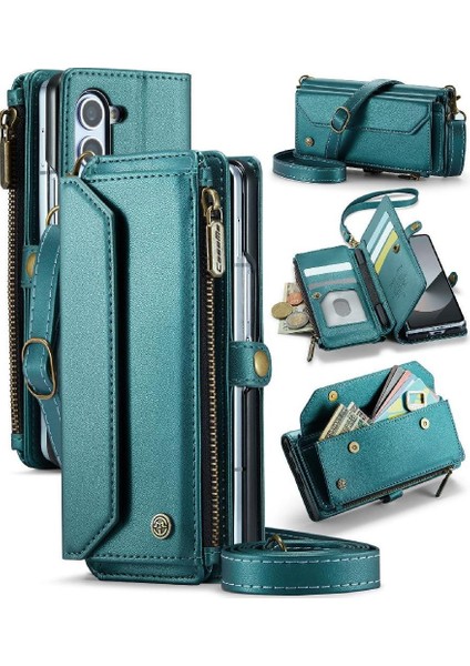 Samsung Galaxy Z Için Crossbody Durumda Kat 6 5g Kılıf Cüzdan Rfıd Engelleme (Yurt Dışından)
