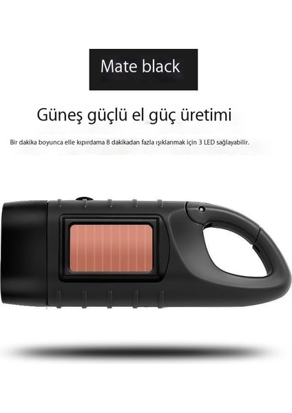 Çok Fonksiyonlu Dış Mekan Solar Şarj LED Acil Durum El Kranklı Çift Kullanımlı El Feneri (Yurt Dışından)