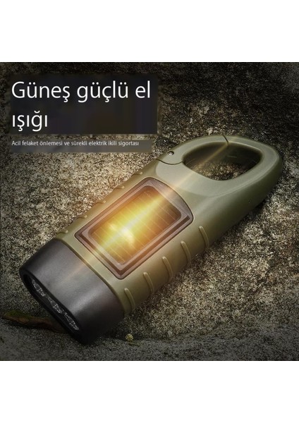 Çok Fonksiyonlu Dış Mekan Solar Şarj LED Acil Durum El Kranklı Çift Kullanımlı El Feneri (Yurt Dışından)