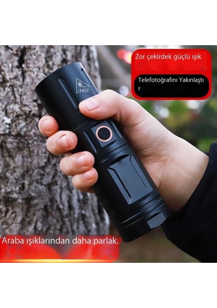 Güçlü Işık El Feneri Şarj Edilebilir Uzun Menzilli Dış Mekan Uzun Ömürlü (Yurt Dışından)