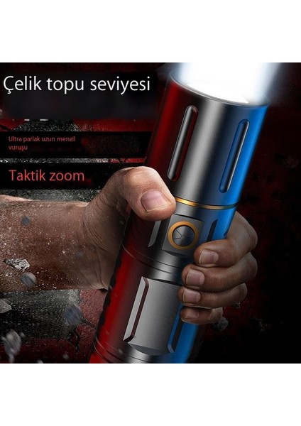 Güçlü Işık El Feneri Şarj Edilebilir Uzun Menzilli Dış Mekan Uzun Ömürlü (Yurt Dışından)