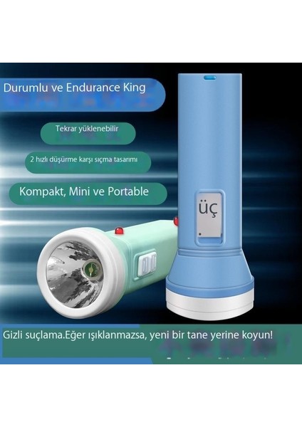El Feneri Şarj Edilebilir Parlak Dış Mekan Çok Fonksiyonlu Mini Acil Durum Işığı (Yurt Dışından)