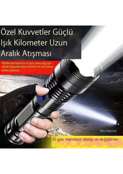 Güçlü Işıklı El Feneri USB Şarjı (Yurt Dışından)
