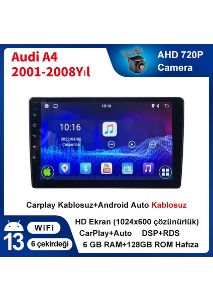 Audi A4 2001-2008YIL 6gb Ram 128GB Hafıza Android Carplay Araç Multimedya