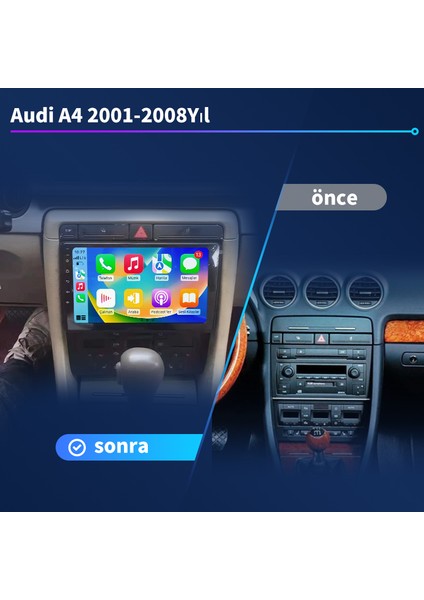 Audi A4 2001-2008YIL 6gb Ram 128GB Hafıza Android Carplay Araç Multimedya fiyatları
