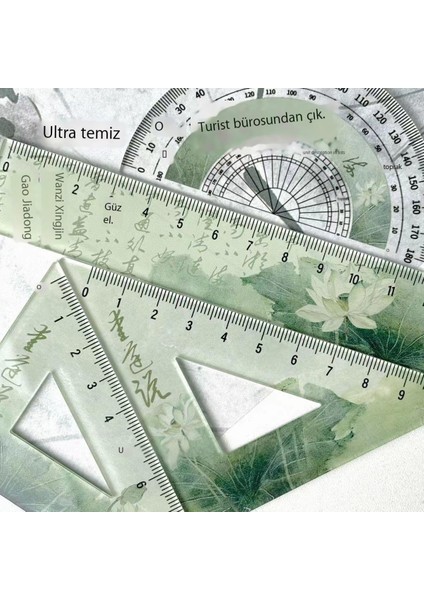 Akrilik Öğrenci Kırtasiye Komple Set Cetvel ve Üçgen Seti (Yurt Dışından)