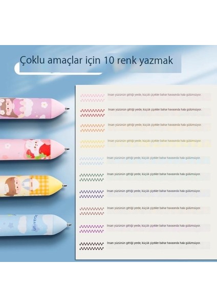 Tükenmez Kalem 10 Renkli Karikatür Basma Düğmeli Renkli Çok Fonksiyonlu Kalem Çok Renkli Bir Arada (Yurt Dışından) modelleri