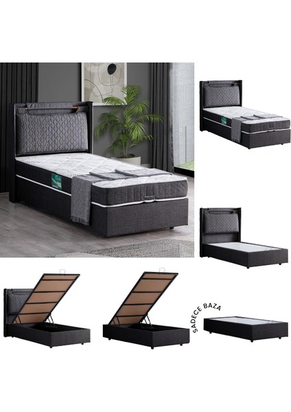 Zagreb Tek Kişilik Mdf Baza - Antrasit (Başlık-Yatak Hariç)