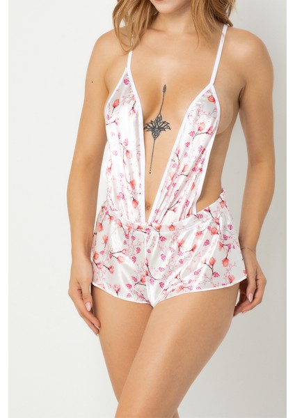 Sırt ve Göğüs Dekolteli Saten Şortlu TULUM-19447 indirimleri