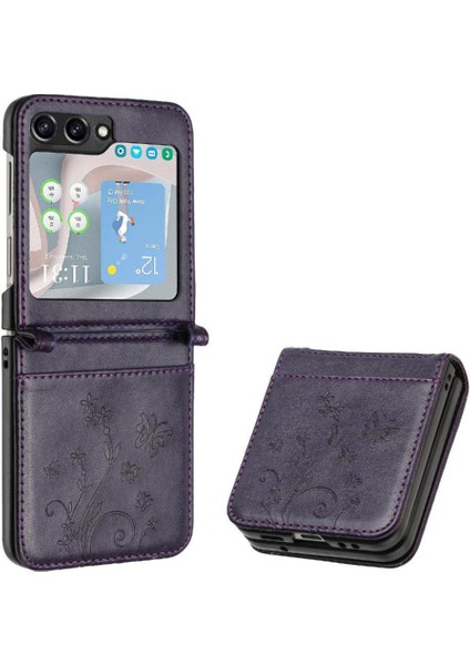 Samsung Galaxy Z Flip6 Manyetik Kapatma Bilek Kayışı Pu Kart Için Flip Case (Yurt Dışından)